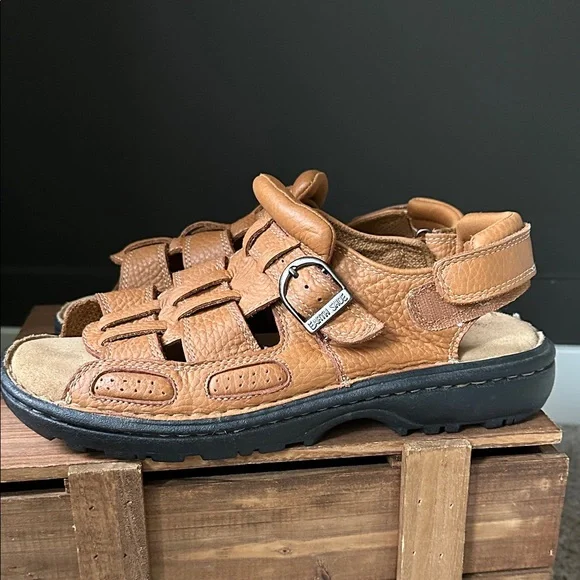 Earth Brown Leather Men's Sandals Size 10.5 - Picture 1 of 8